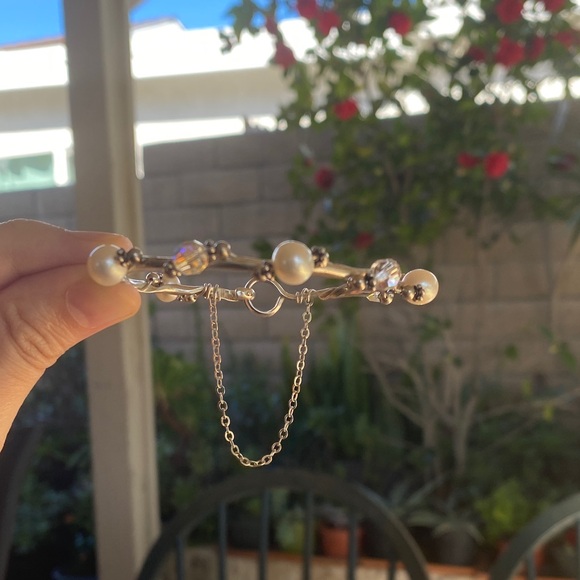 Jewelry - Sterling Silver Pearl & AB Crystal Bracelet